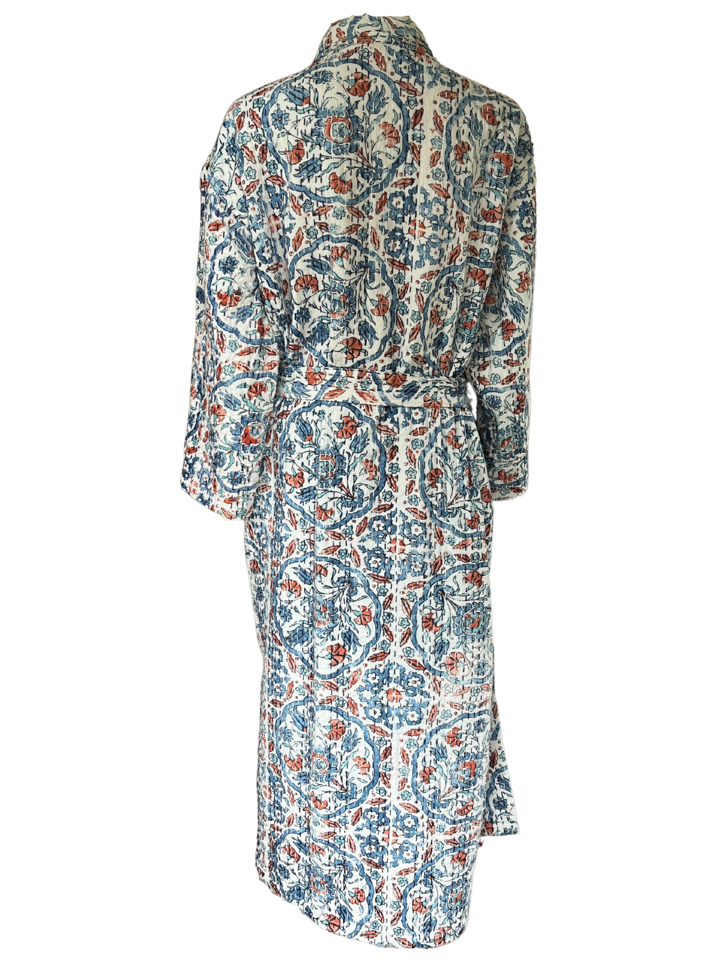 Dressing Gown Hand Block Printed - Kantha