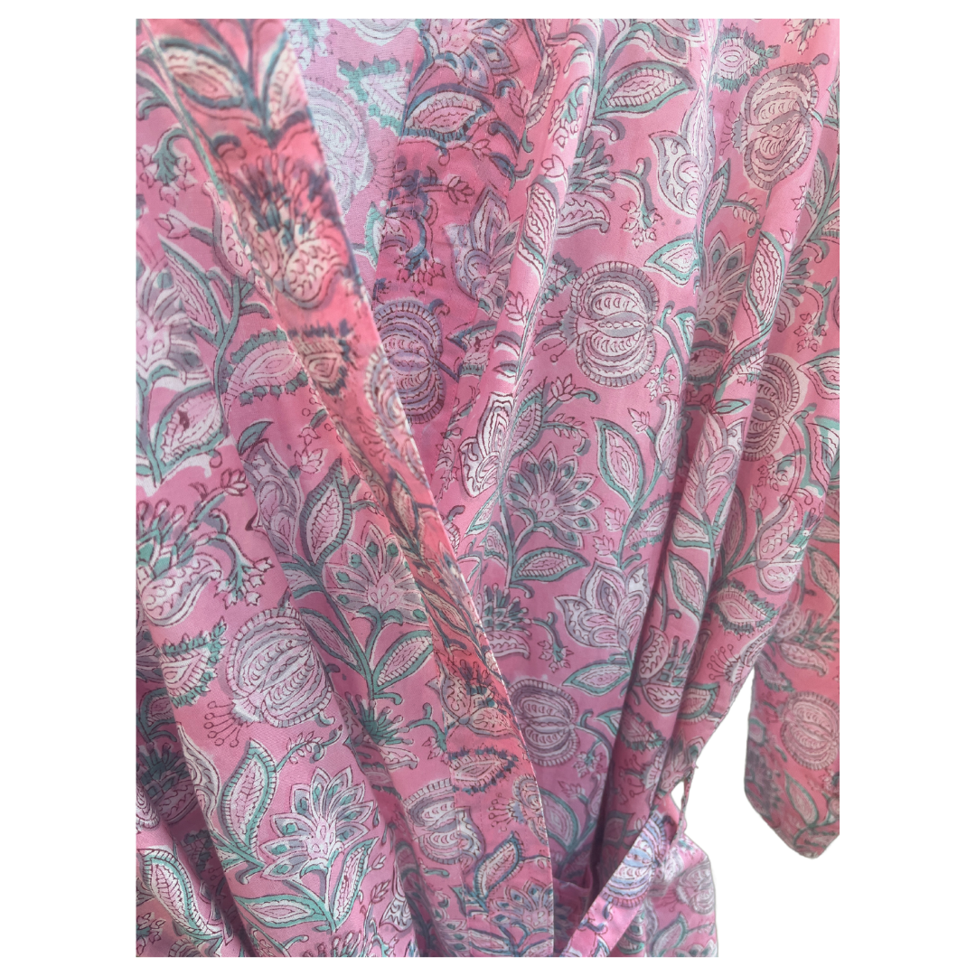 Dressing Gown Hand Block Printed - Suza