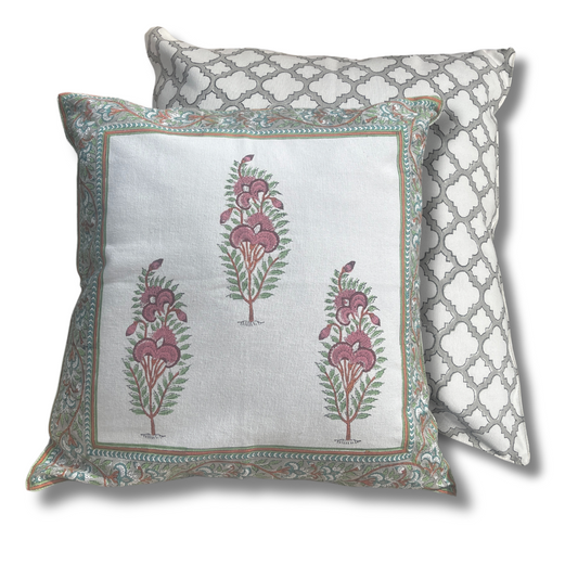 2 Cushions Reversible Print - Hand Block Printed (Loh)