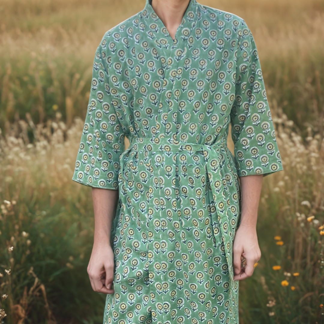 Hoz kimino/Bath Gown Hand Block Printed