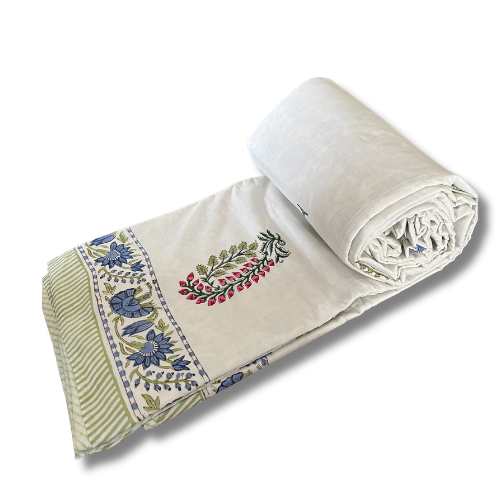 Saphire-Reversible Summer Blanket ( Dohar) -Hand Block Printed