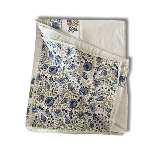 Saphire-Reversible Summer Blanket ( Dohar) -Hand Block Printed