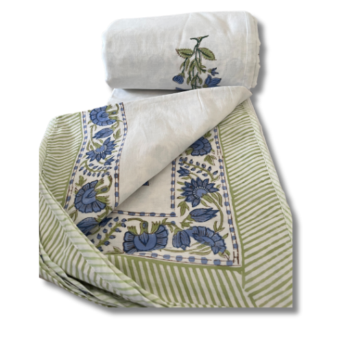 Saphire-Reversible Summer Blanket ( Dohar) -Hand Block Printed