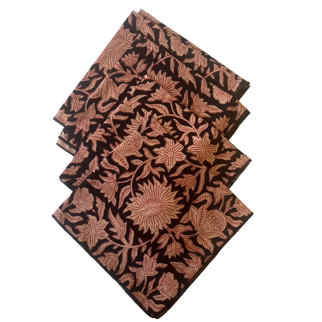 Table Napkins Hand Block Printed -Ele