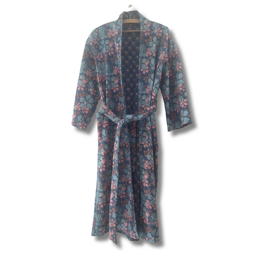 Velvet Printed Robe -Blush