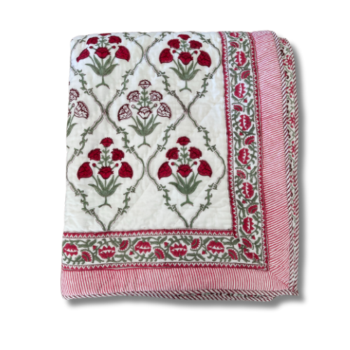 Blush-Summer Quilt-Hand Block Printed