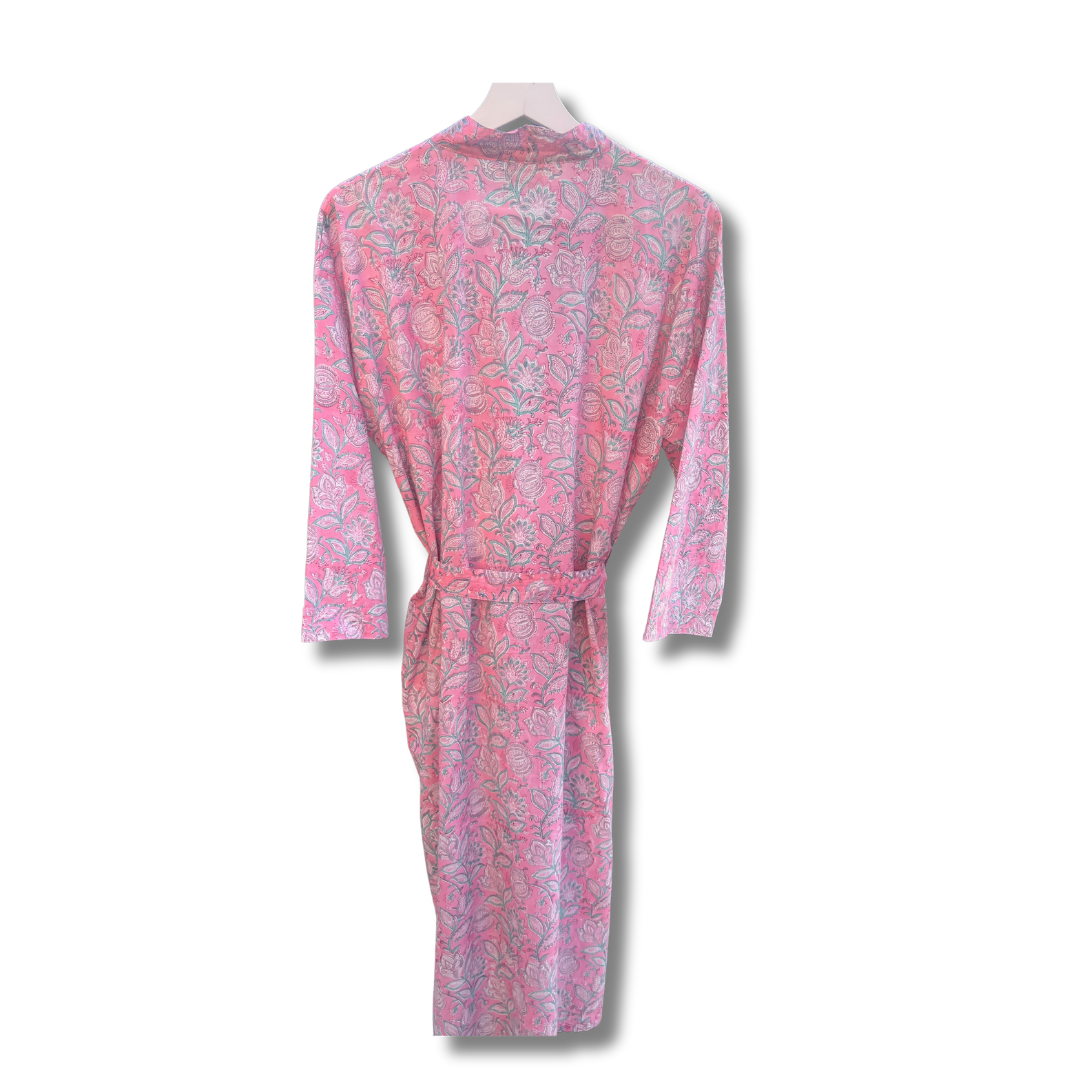 Dressing  Gown Hand Block Printed - Suza