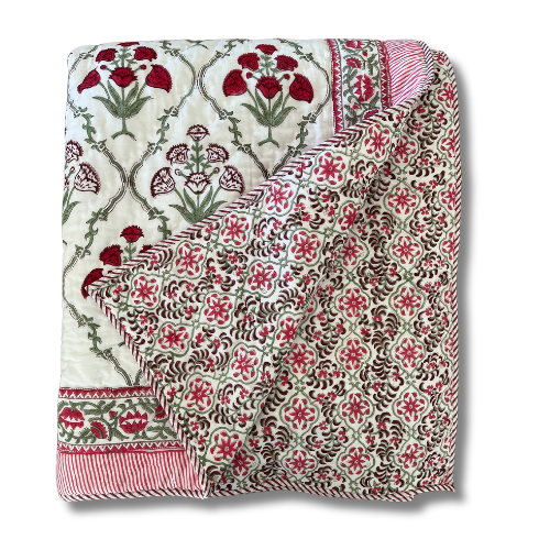 Blush-Summer Quilt-Hand Block Printed