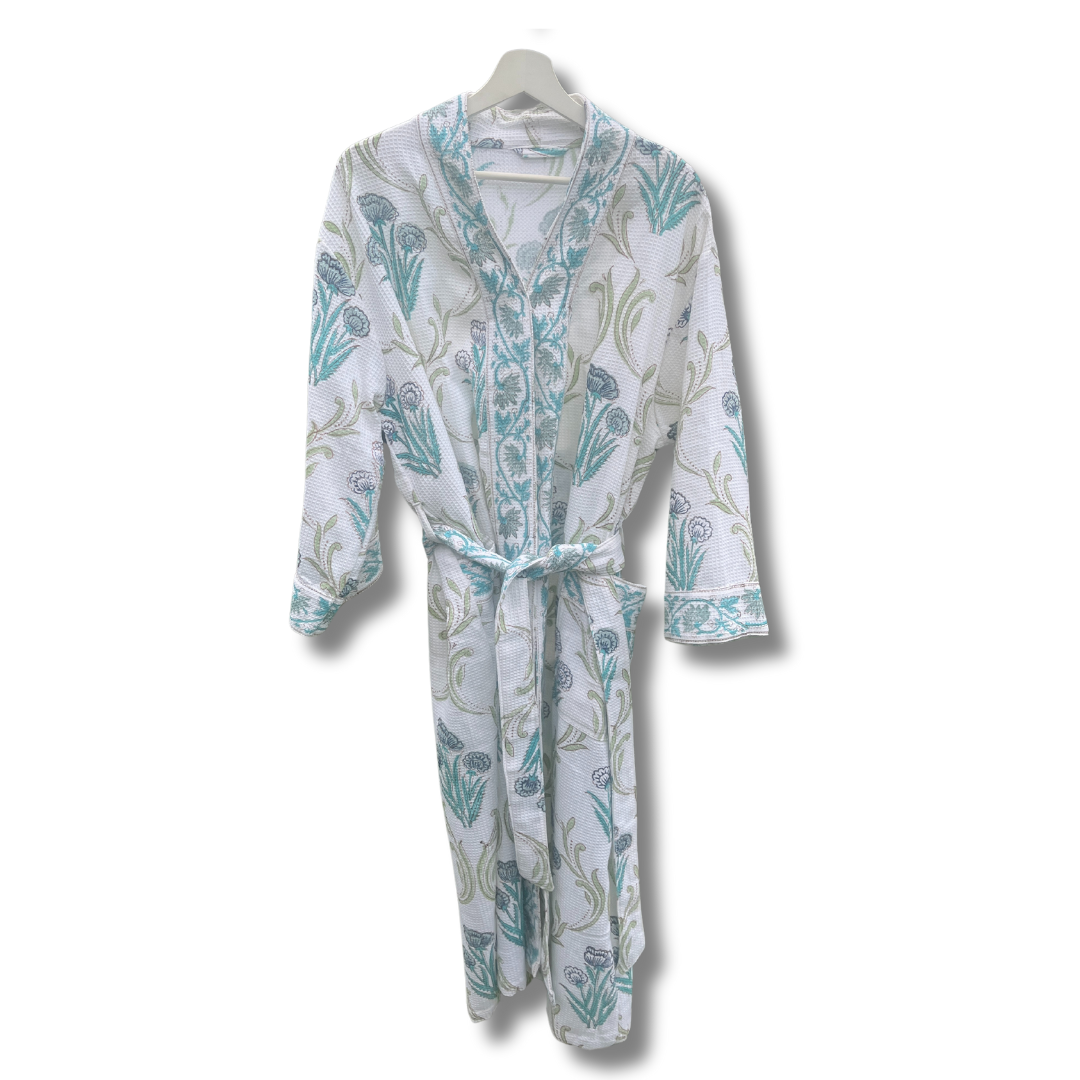 Hand Block Printed Bath Gown (Nar)