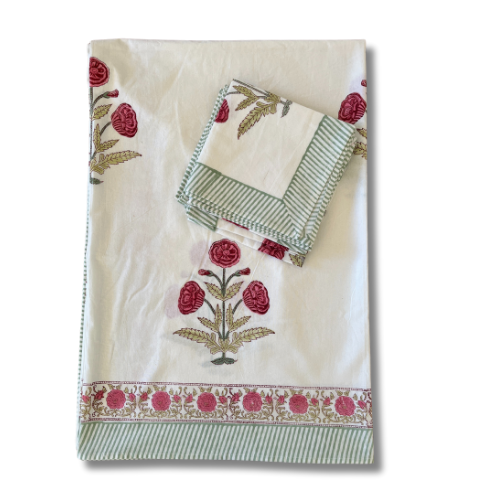 8 Seater Hand Block Printed Table Cover  with napkins (Harmony)