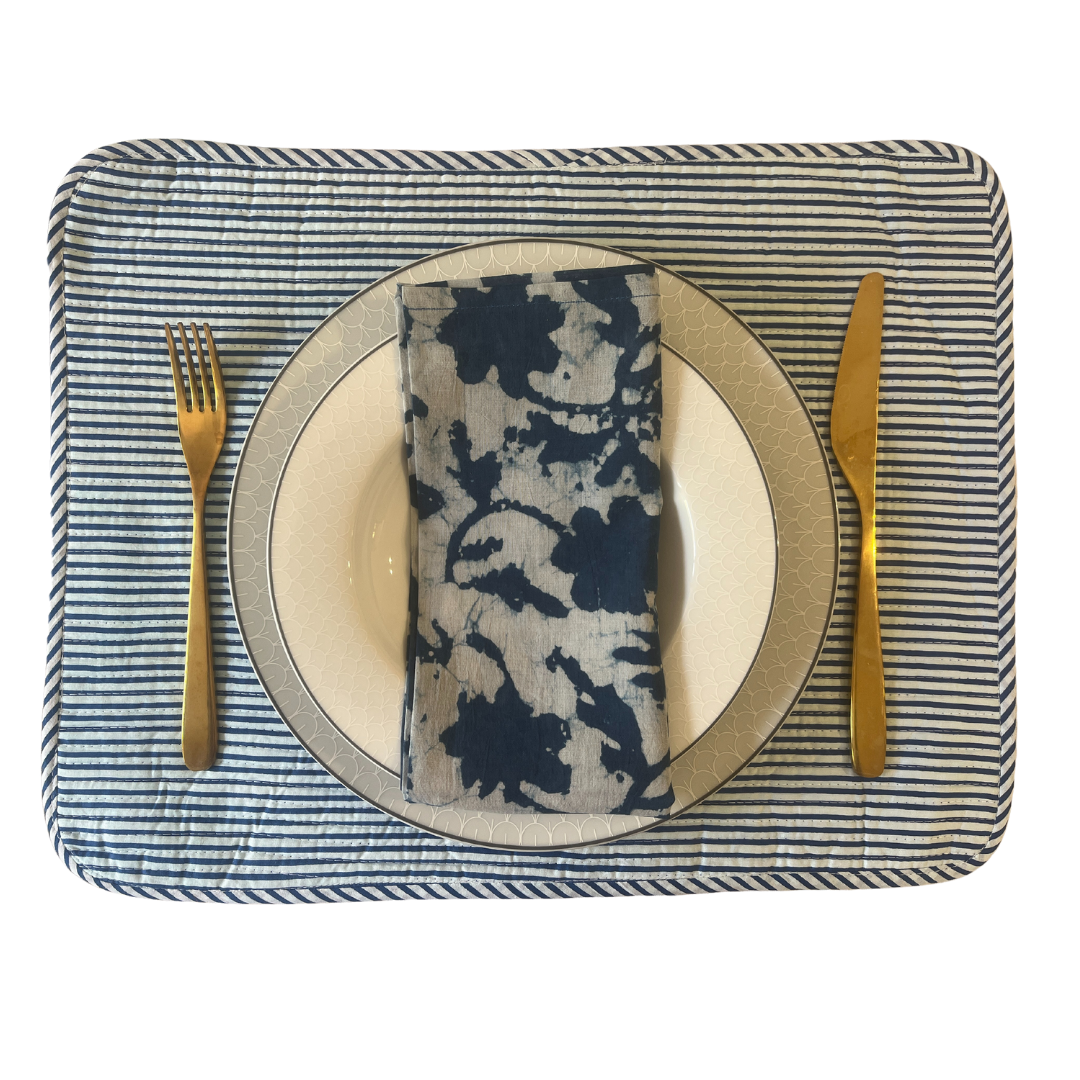 Table Mats (Reversible design) with Napkins Hand Block Printed -Dharti