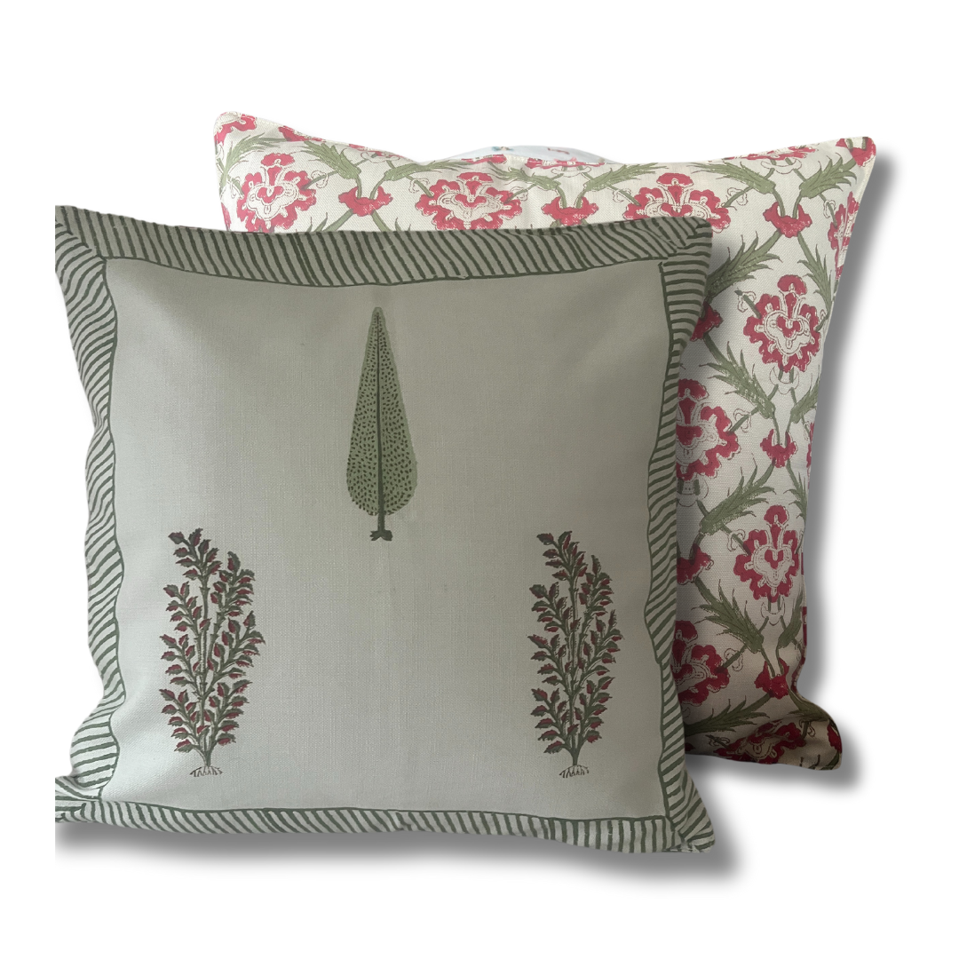 2 Cushions Reversible Print - Hand Block Printed (Janz)