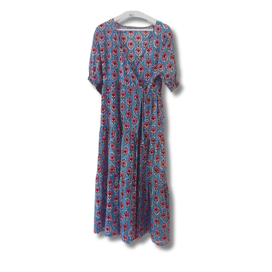 Wrap Around Dress - Hand Block Printed