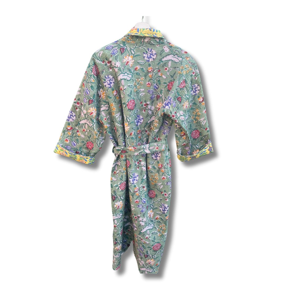 Quilted Hand Block Printed Bath Robe