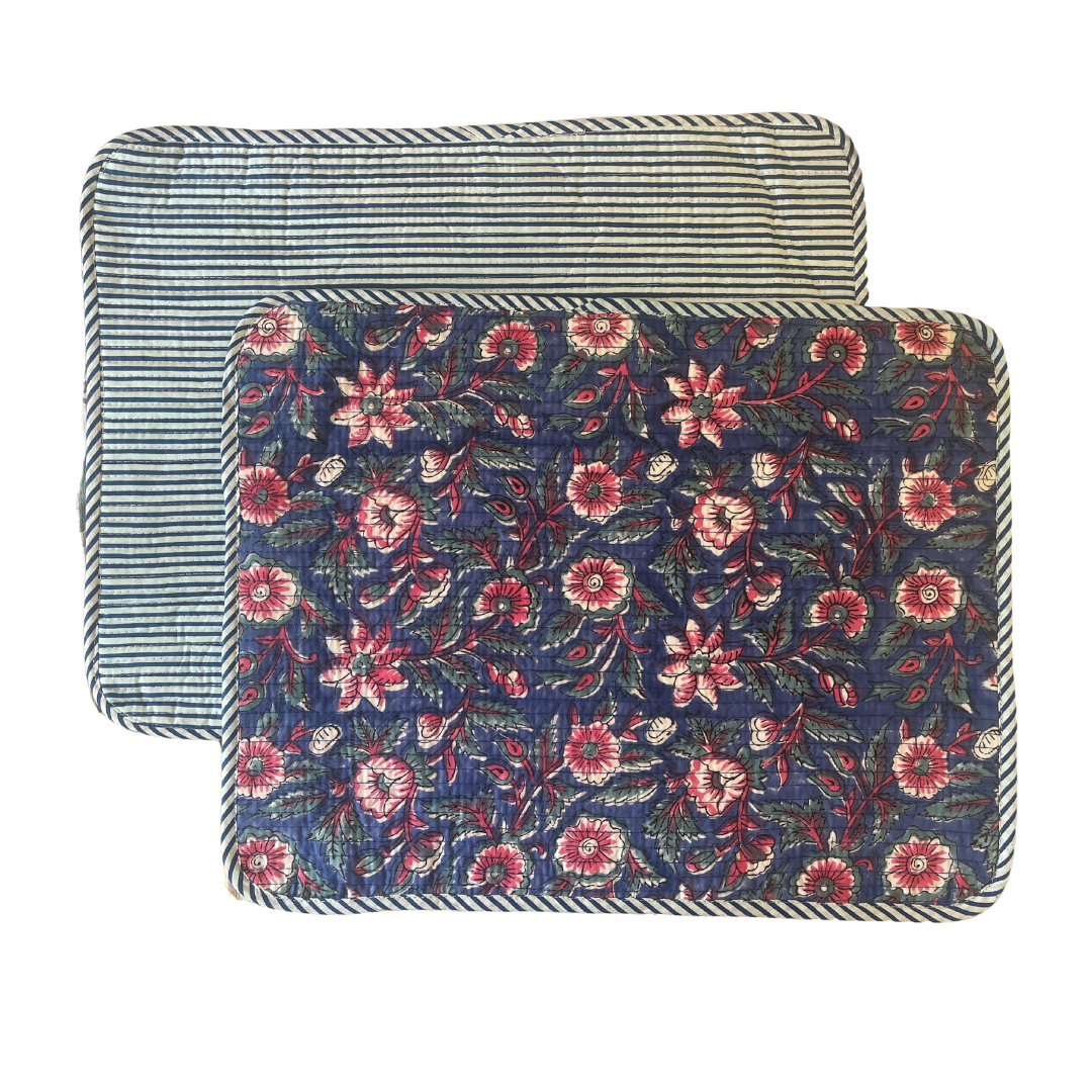 Table Mats (Reversible design) with Napkins Hand Block Printed -Dharti