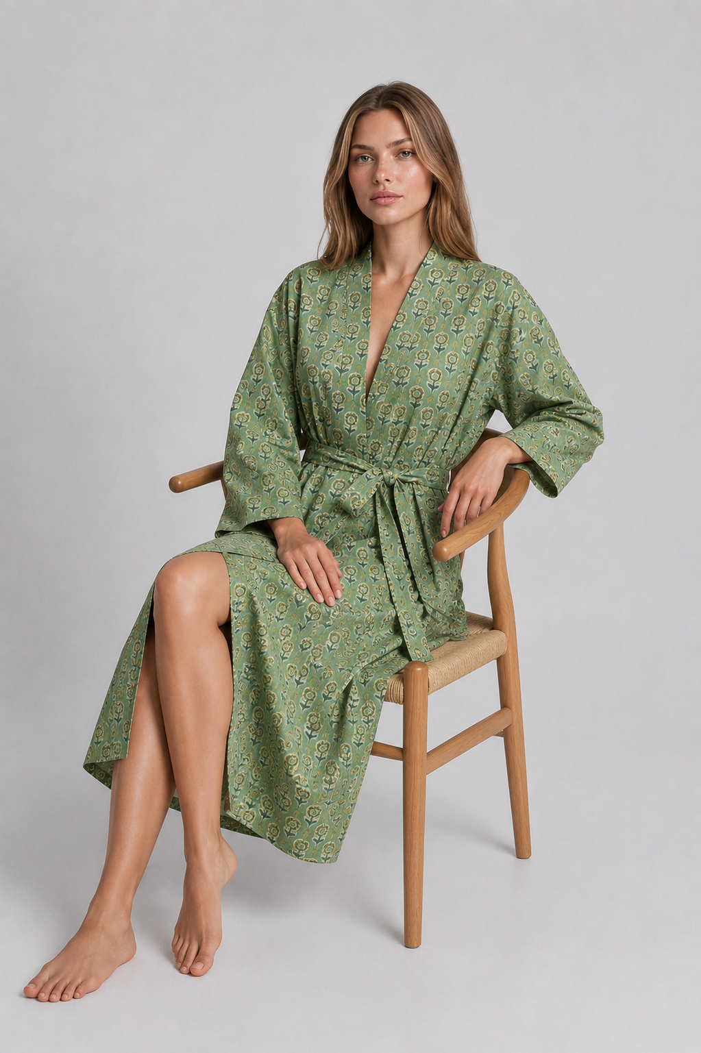 Hoz kimino/Bath Gown Hand Block Printed