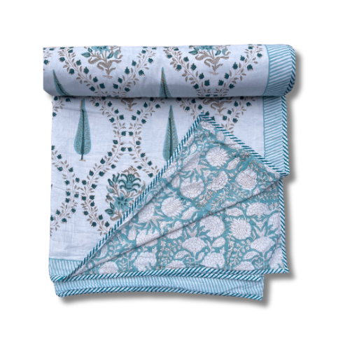 Janat-Reversible Summer Blanket ( Dohar) Hand Block Printed