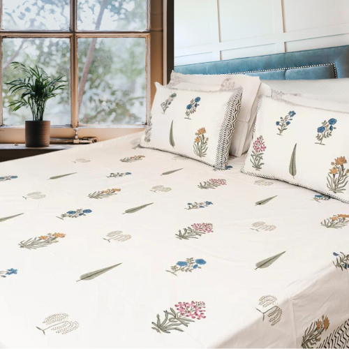 Bagh-Hand Block Printed Bedsheet with 2 Pillow covers