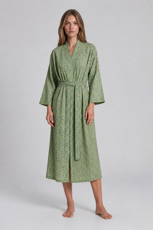 Hoz kimino/Bath Gown Hand Block Printed