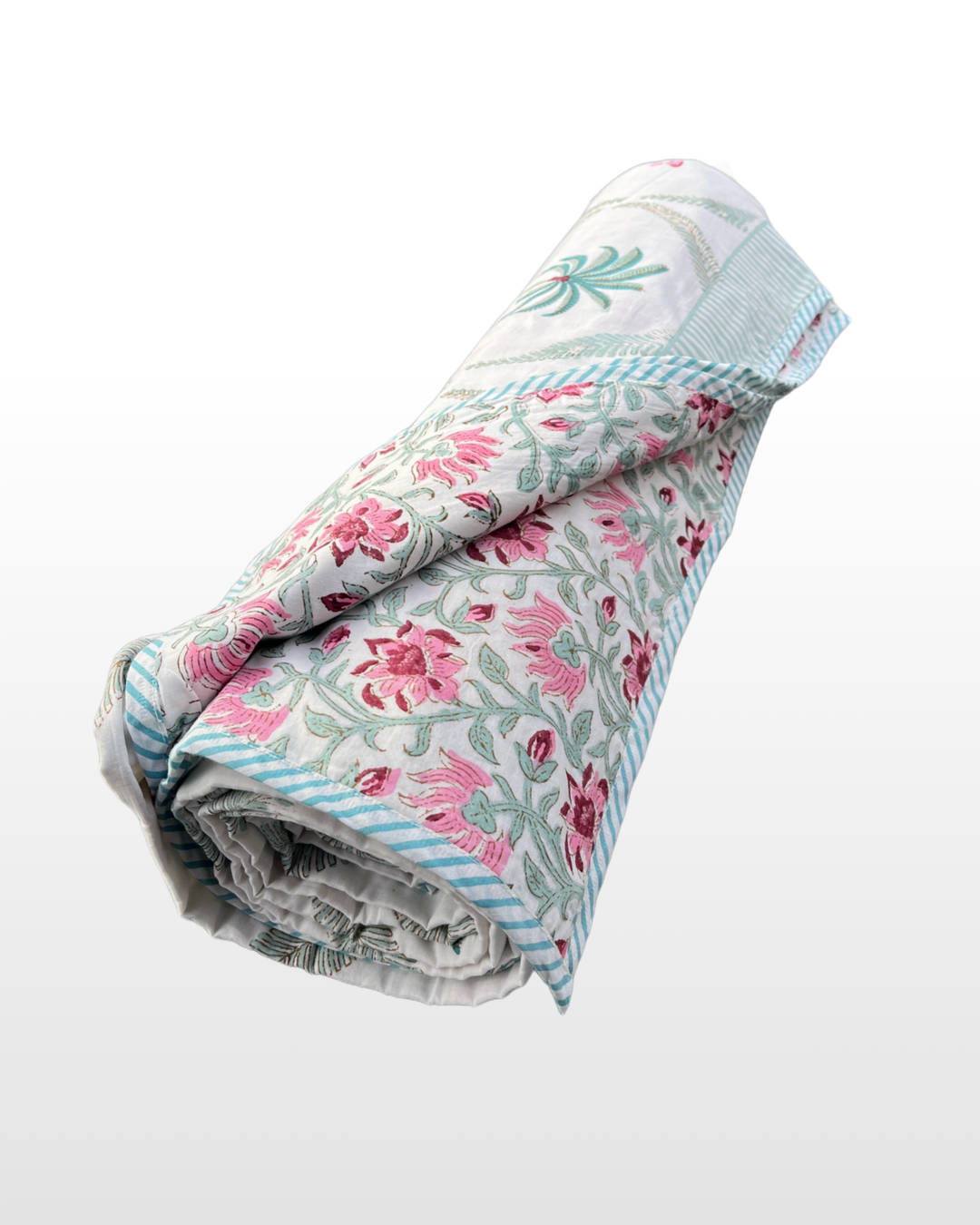 Summer Garden Reversible Summer Blanket ( Dohar) Hand Block Printed