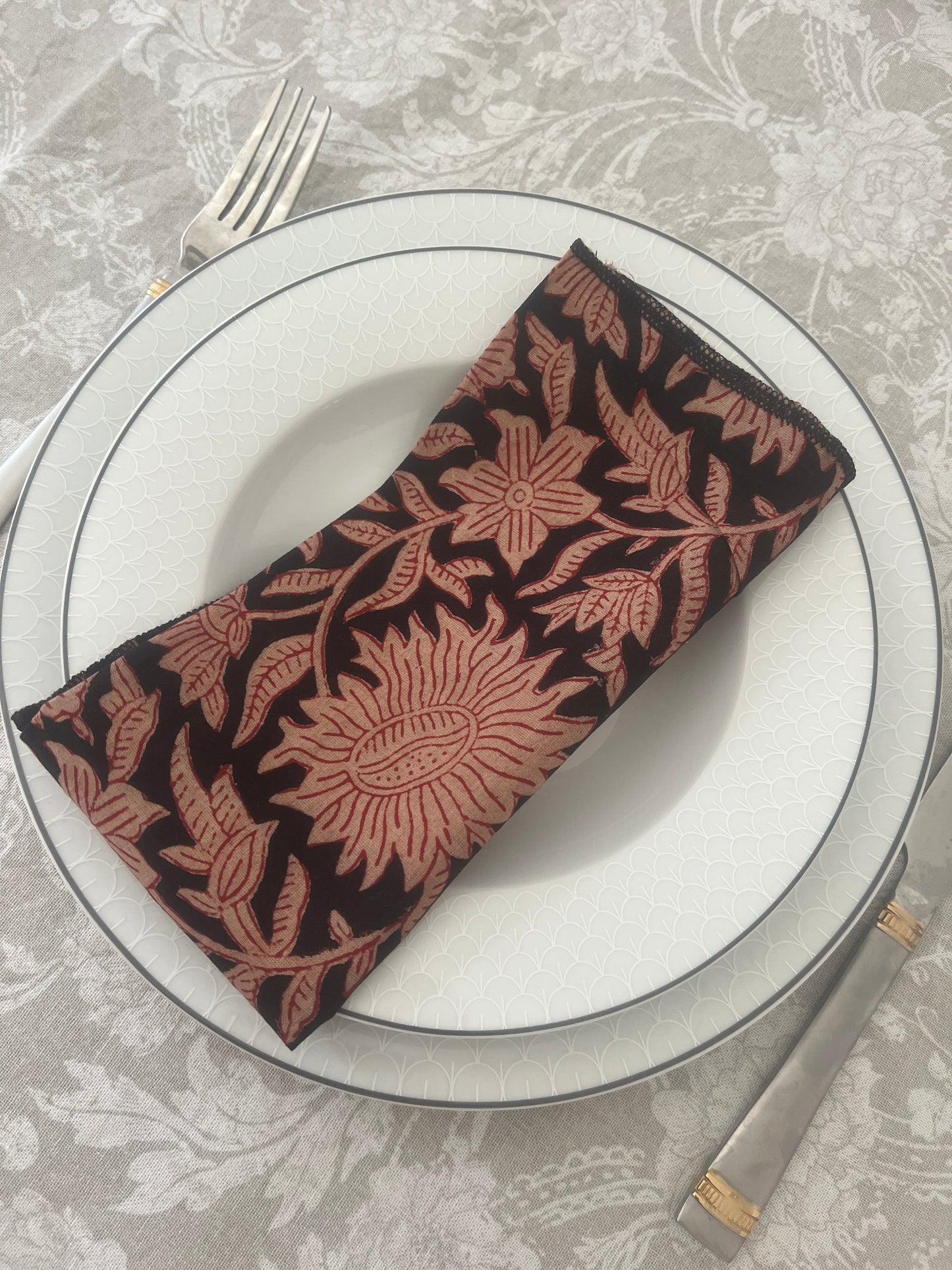 Table Napkins Hand Block Printed -Ele