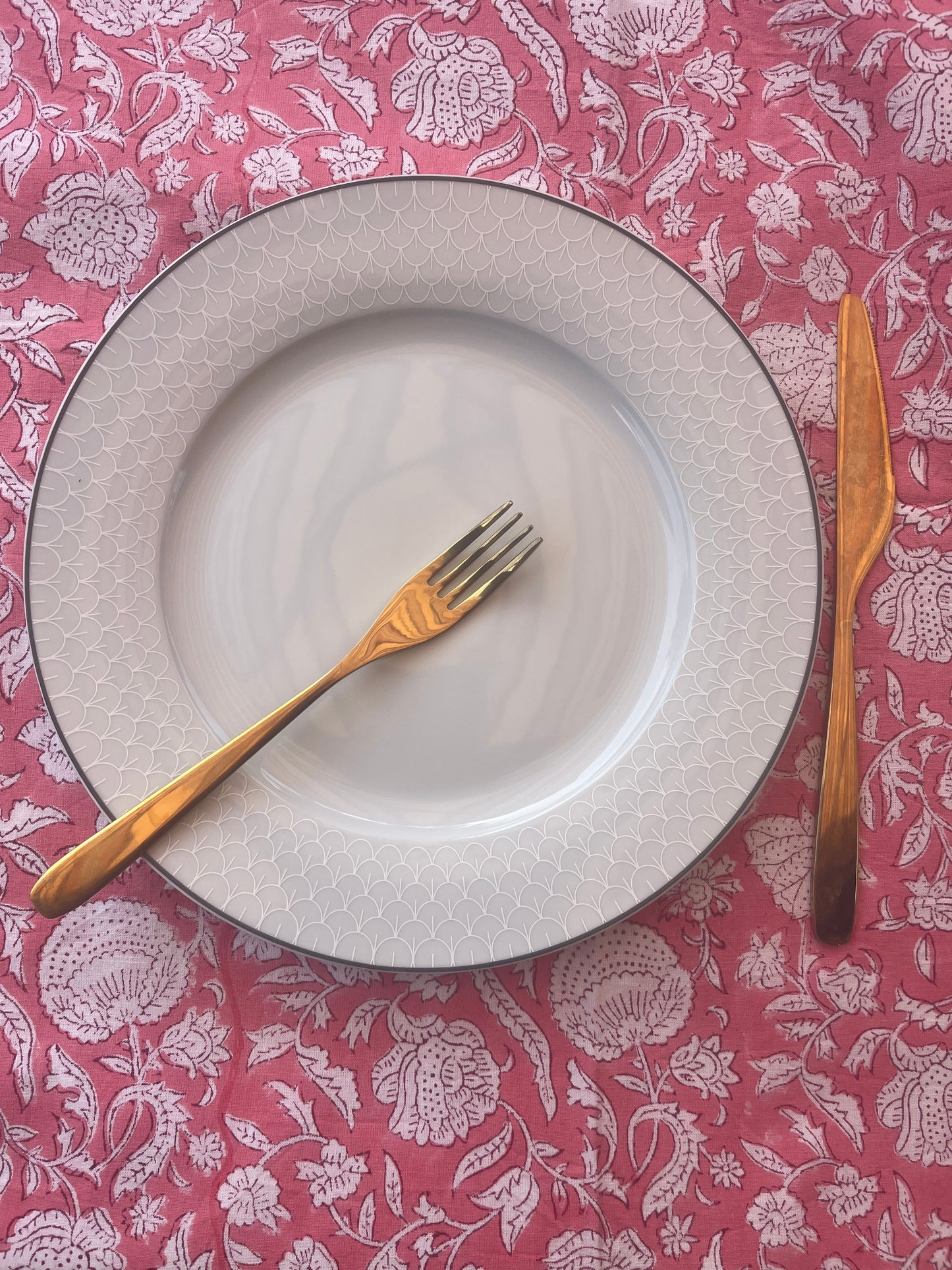 Hand Block Printed Table Cover (Blush)