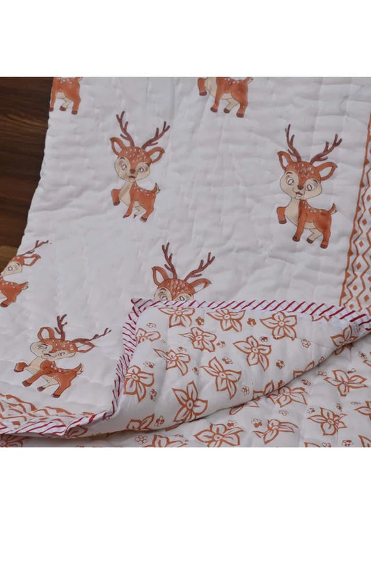 Couverture d'été réversible Summer Garden (Dohar) imprimée à la main