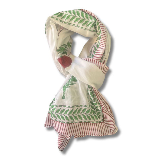 Poppy- 100% Cotton Hand Block Printed Scarf