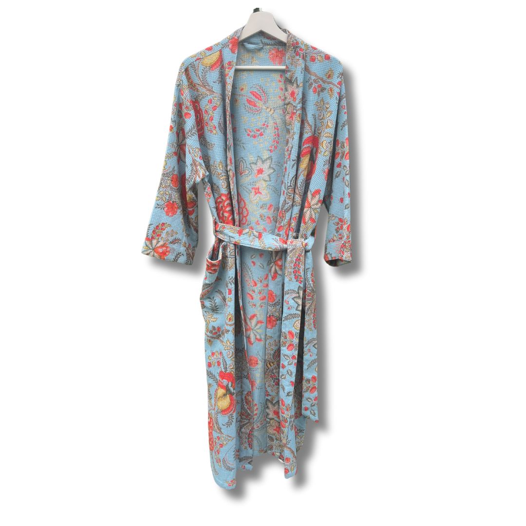 Hand Block Printed Bath Gown (Saz)