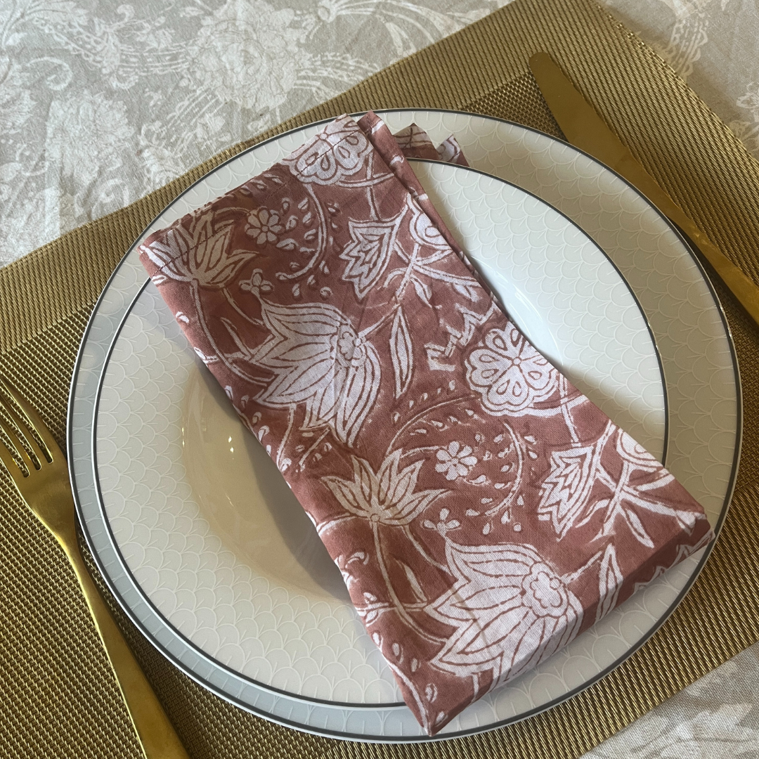 Table Napkins Hand Block Printed -Zamin