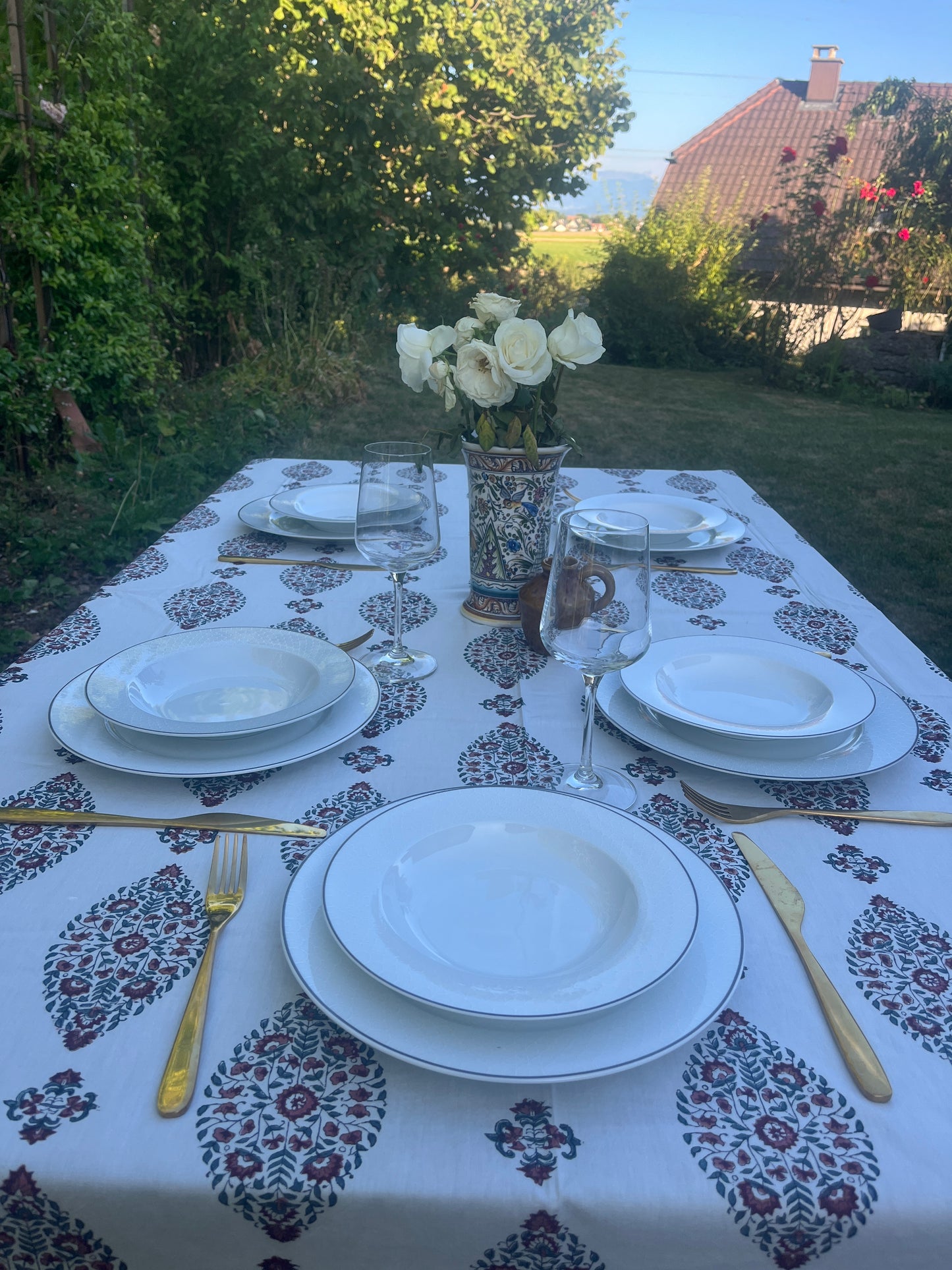 Hand Block Printed Table Cover (Booti)