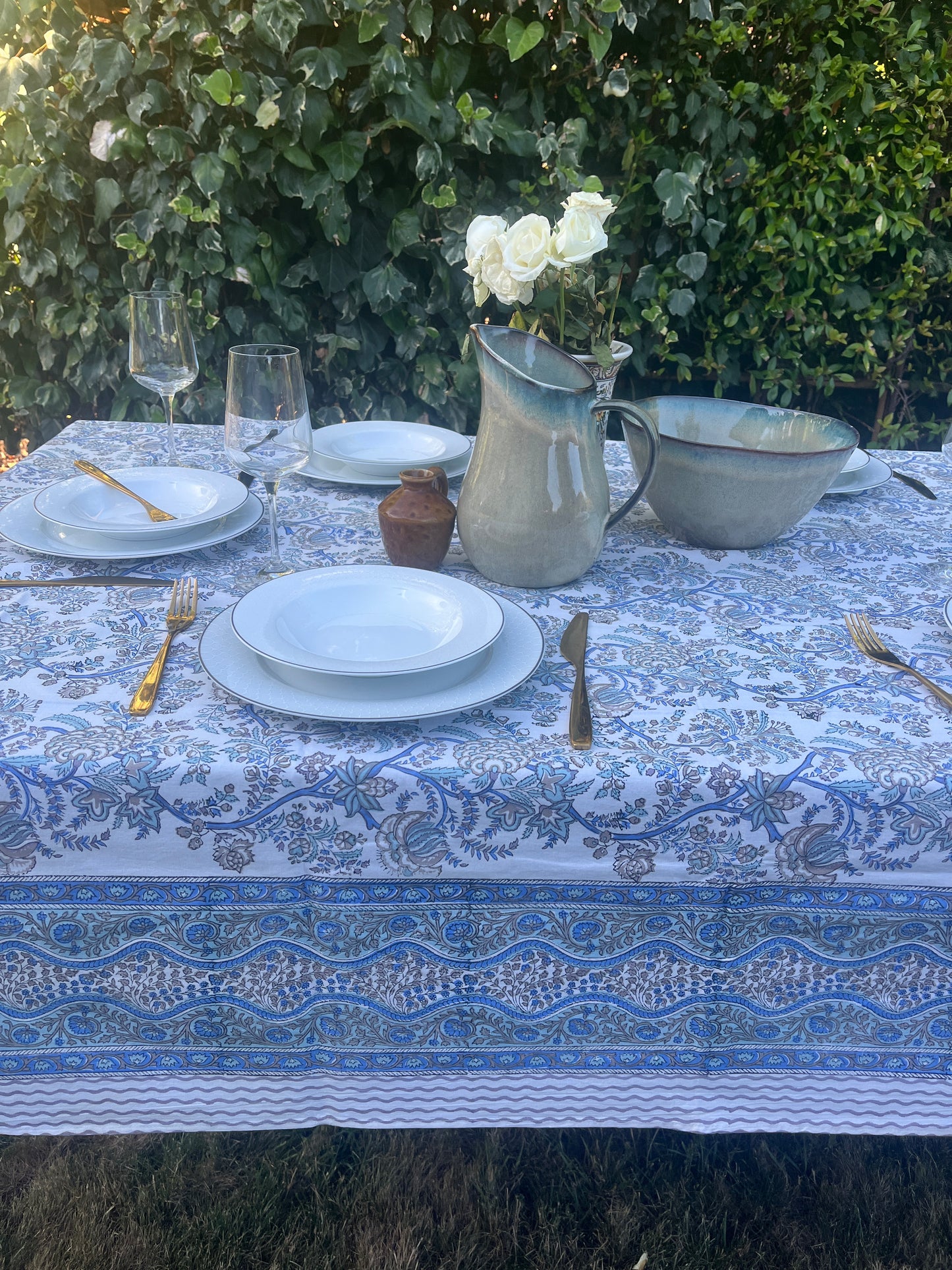 Hand Block Printed Table Cover (Neel)