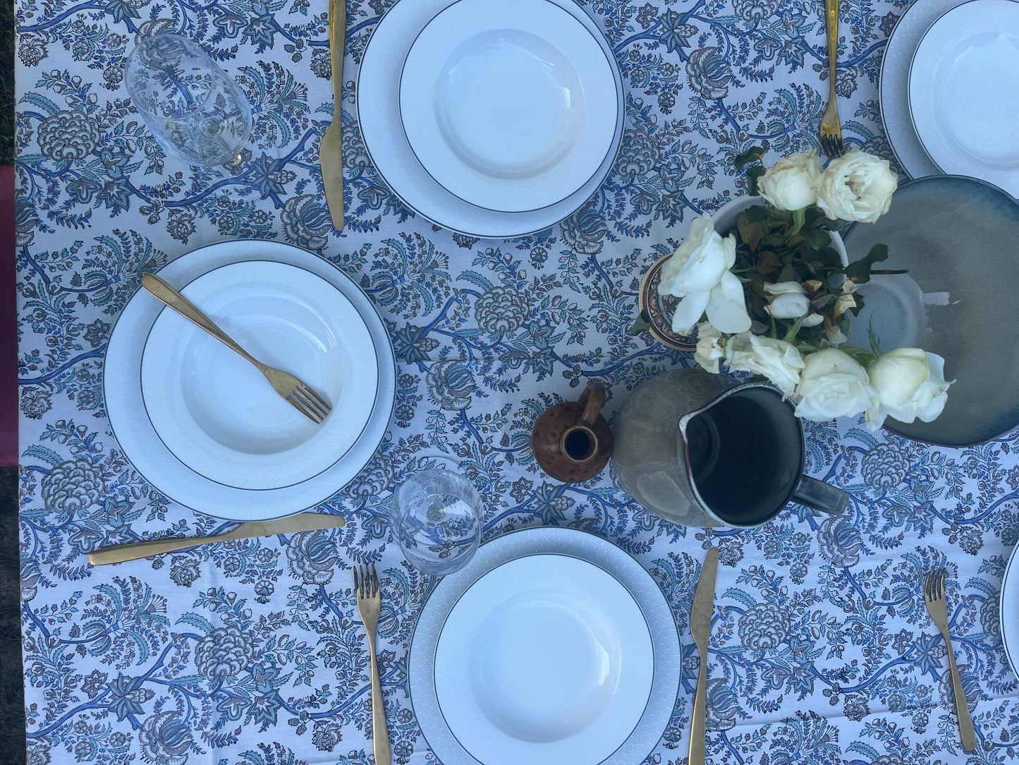 Hand Block Printed Table Cover (Neel)