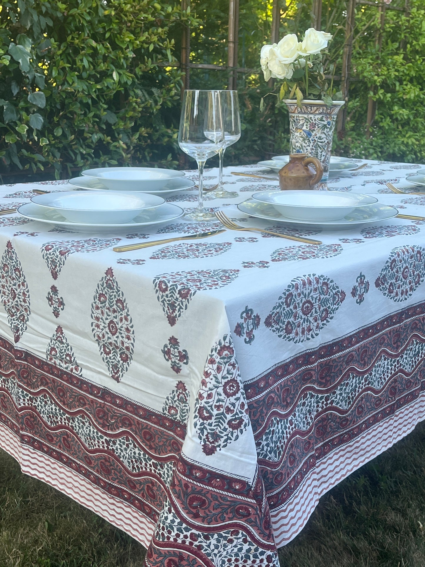 Hand Block Printed Table Cover (Booti)